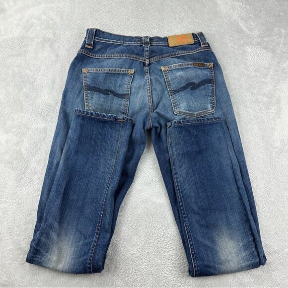 Nudie Jeans Men's 28x31 Distressed Dark Denim Jeans - Picture 13 of 13